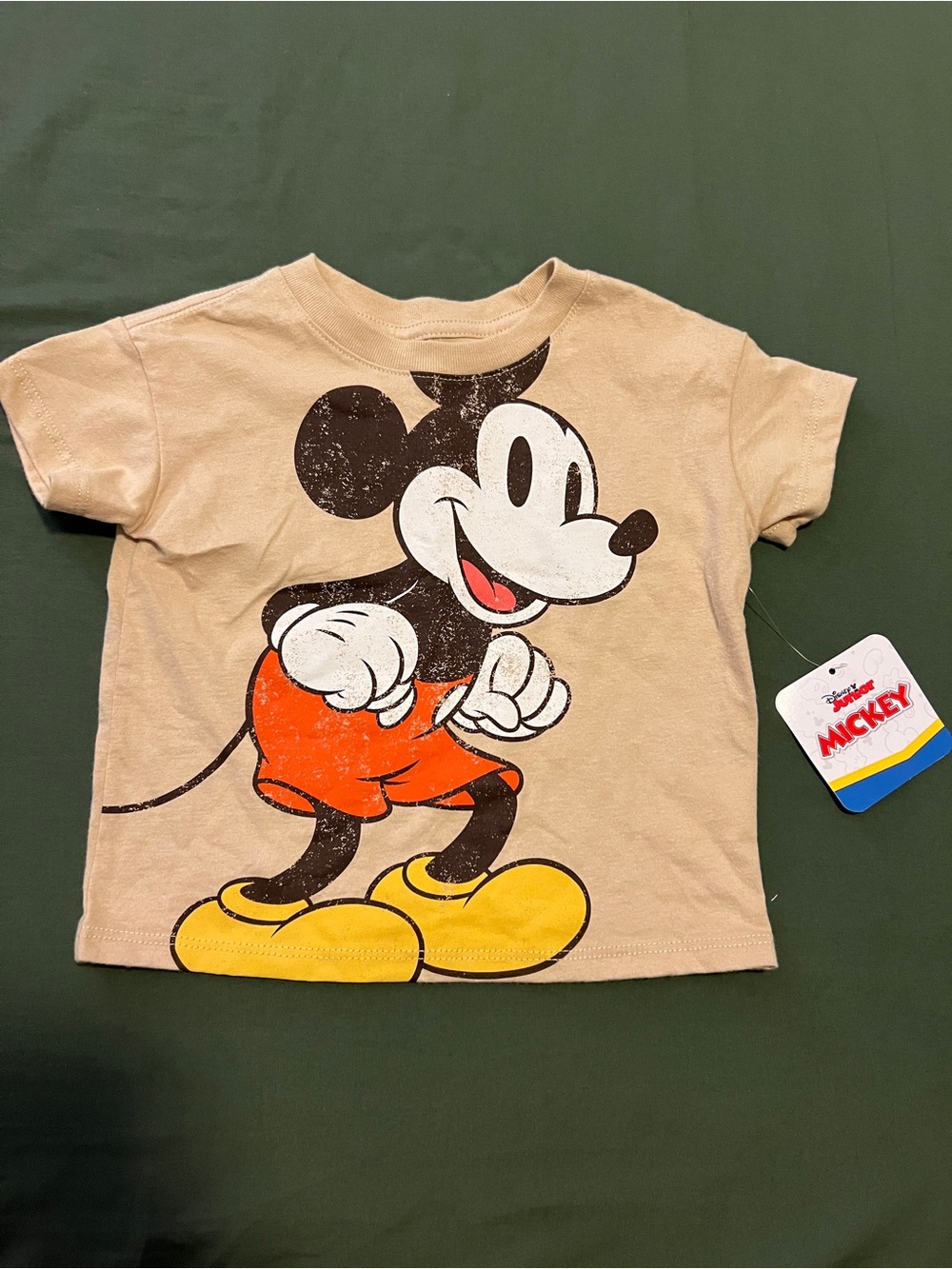 Disney Mickey Mouse Tan Kids Tee Size 18M